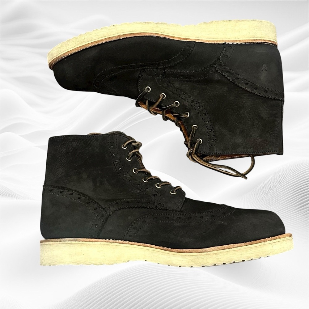 Frye‎ Arkansas Black Wedge Suede Mens Boots Lace Up Wingtip  Size 14M(?) Read